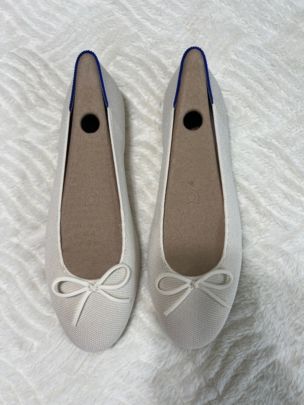 Rothy’s The Ballet Flat Gardenia Ivory Bow Knit Flats Size 9.5 - Picture 4 of 11
